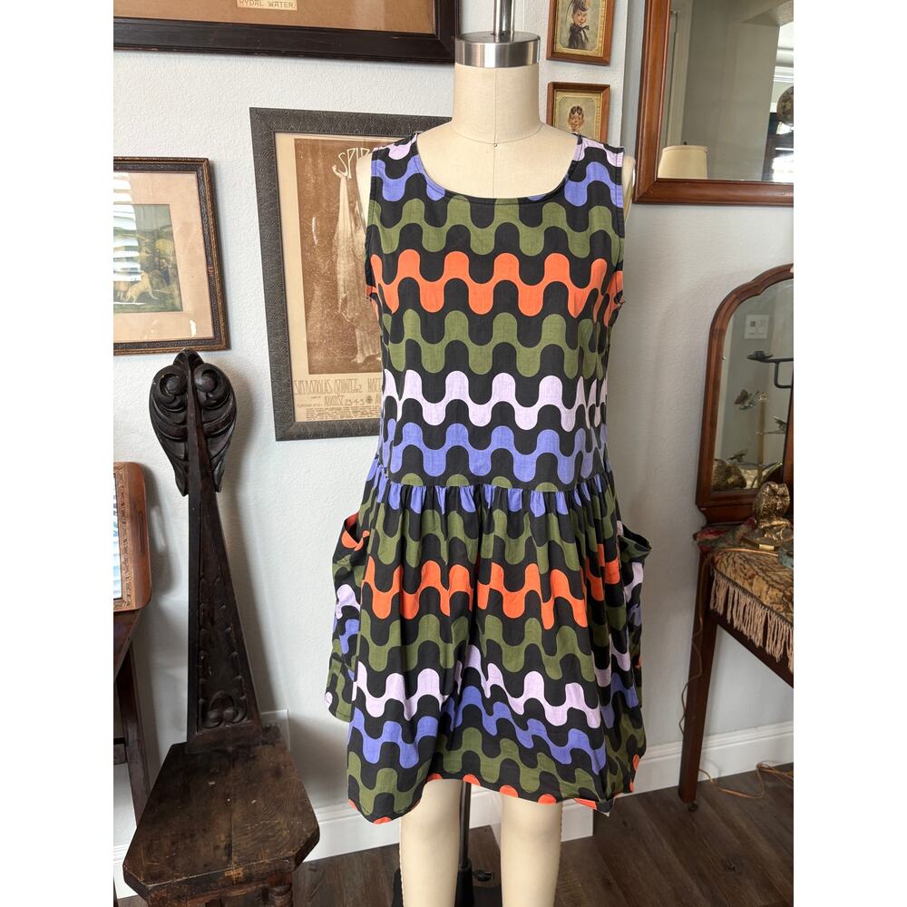 Nooworks Ditto print cotton dress Dittahouse sleeveless cotton pockets Medium